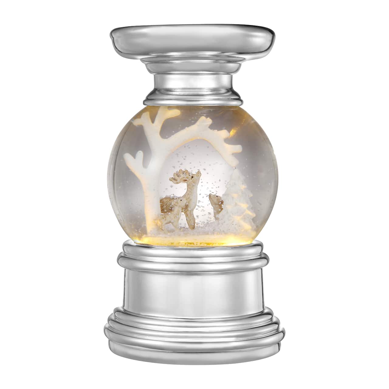 Haute Decor 6.5" Snowburst™ Christmas Deer Snowglobe Candle Holder